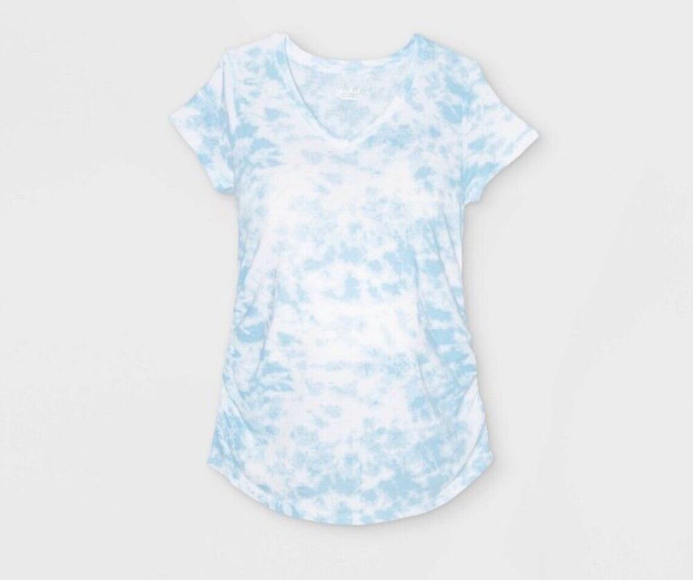 Isabel Maternity Short Sleeve V-Neck Side Shirred T Shirt -Tie Dye Women's XS